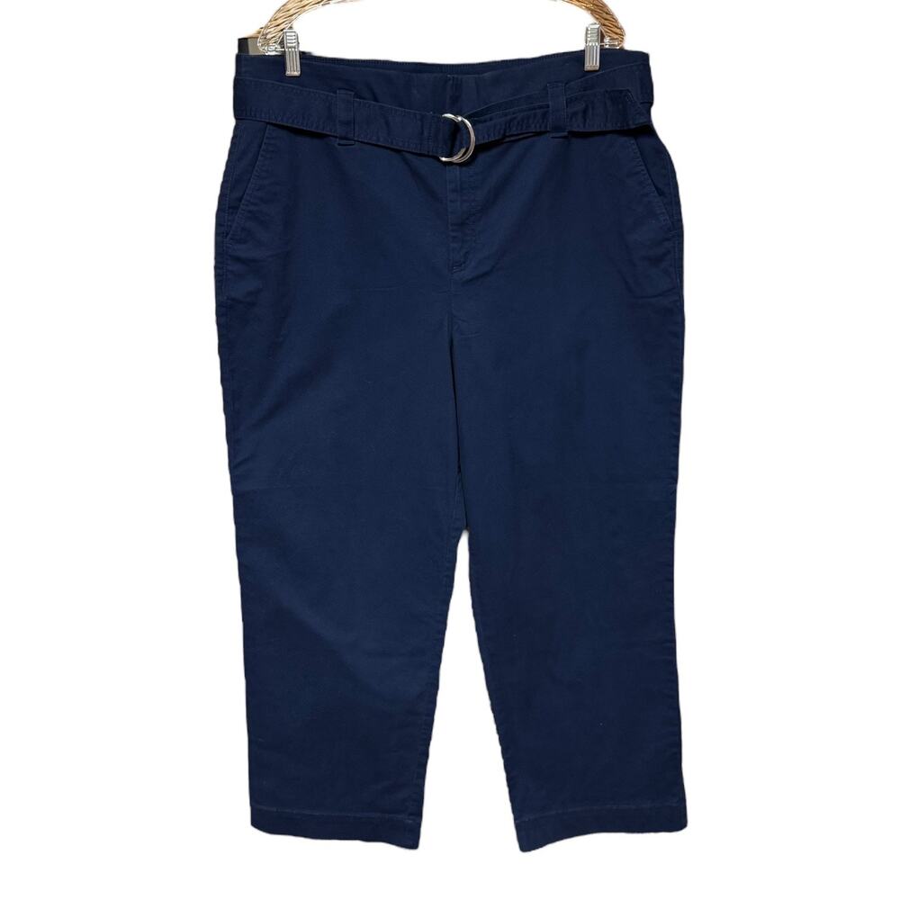 LOFT Belted Wide Leg Pants Blue 18